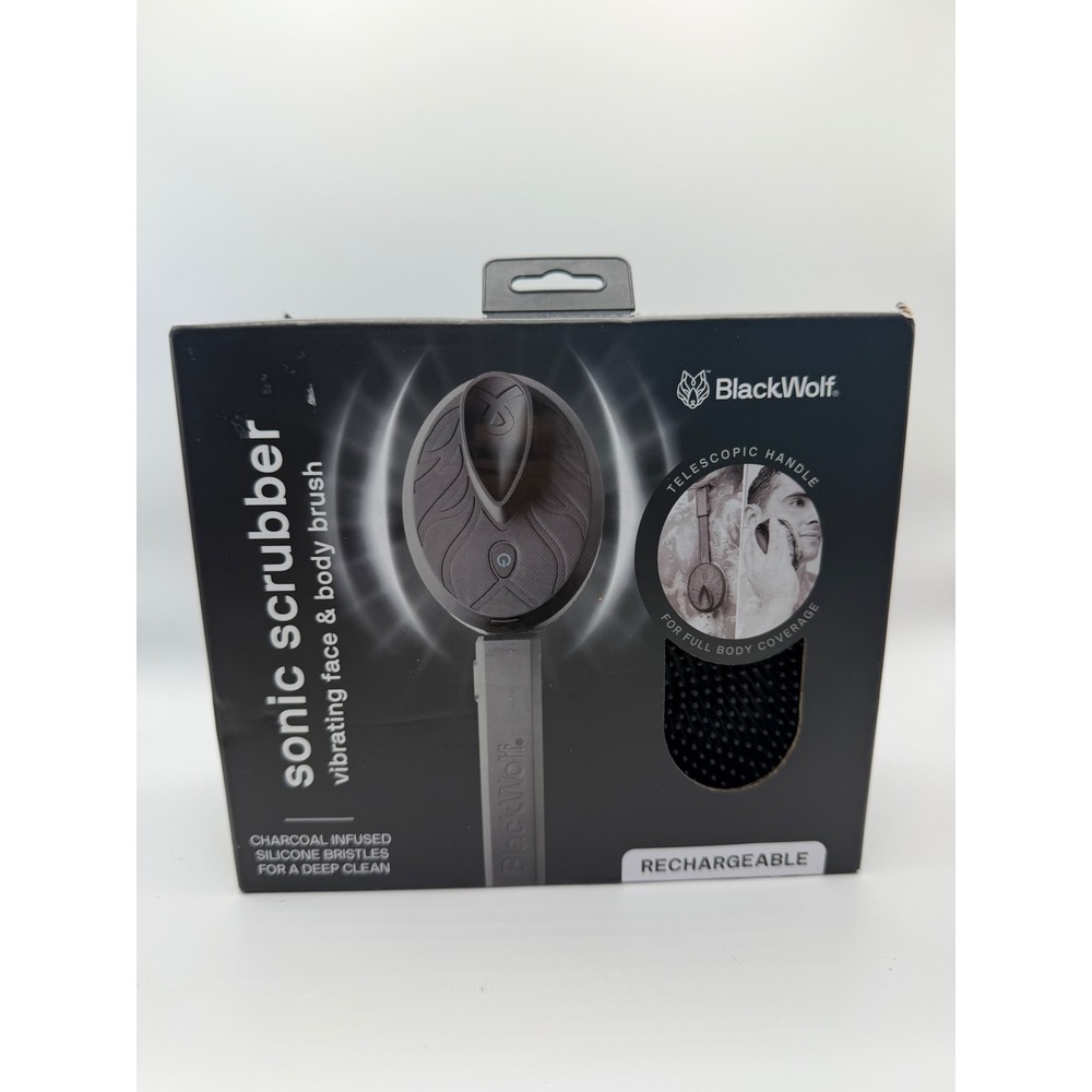 BlackWolf Sonic Scrubber Vibrating Face Body Brush SSRB1006 Charcoal Silicone